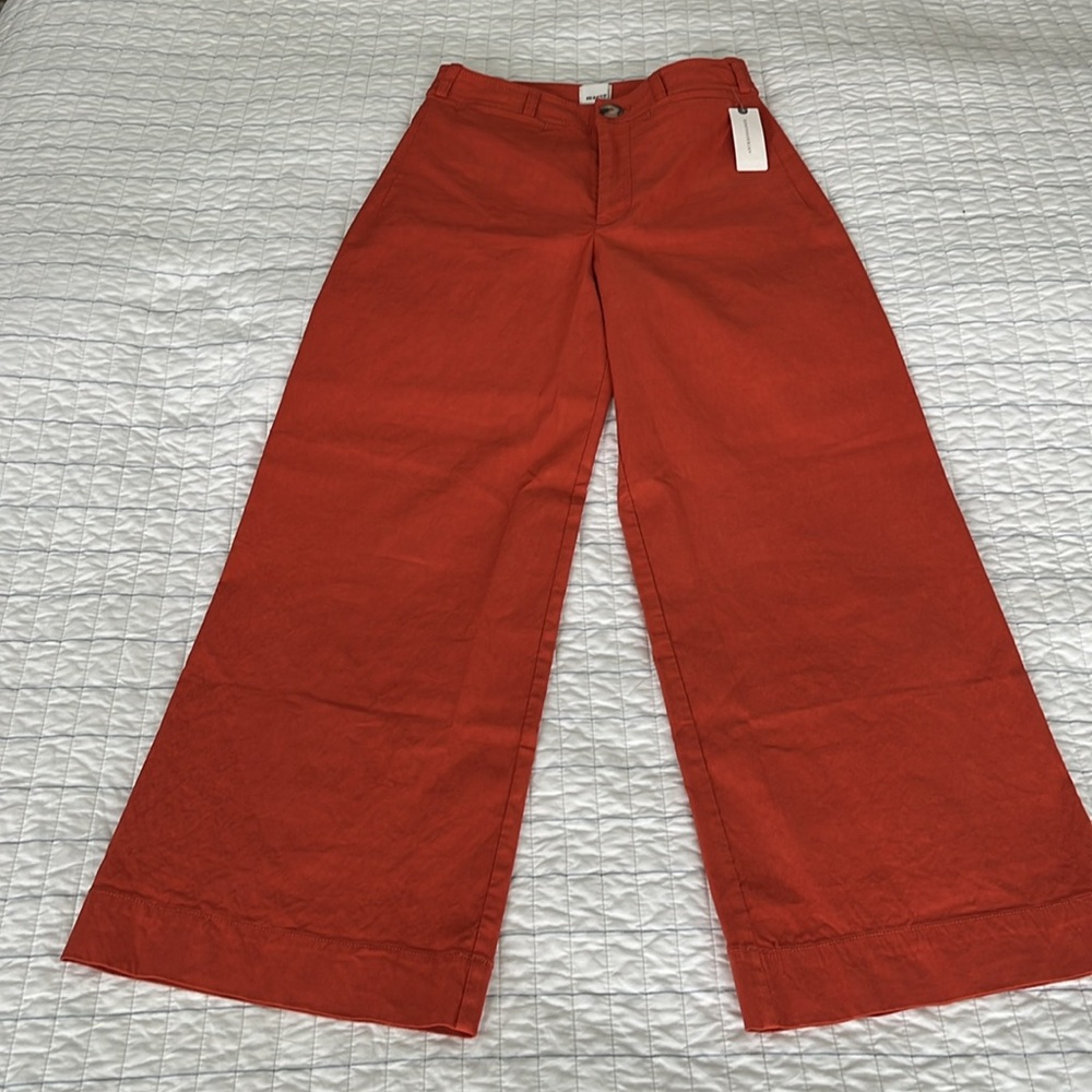 NWT Anthropologie Maeve wide leg cropped Colette pant in burnt orange sz 26